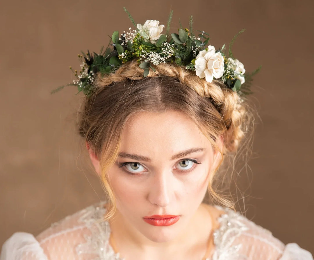 Wedding hair wreath headband crown - magaela