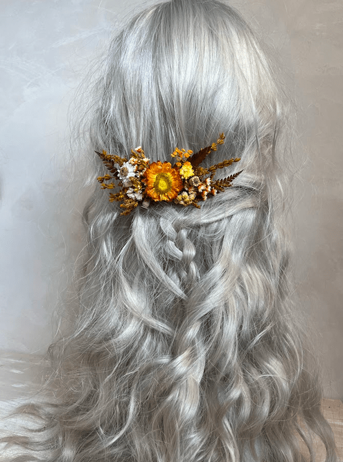 Terracotta Dried Flower Hair Comb | Fall Rustic Wedding – handmade floral hair accessory by magaela