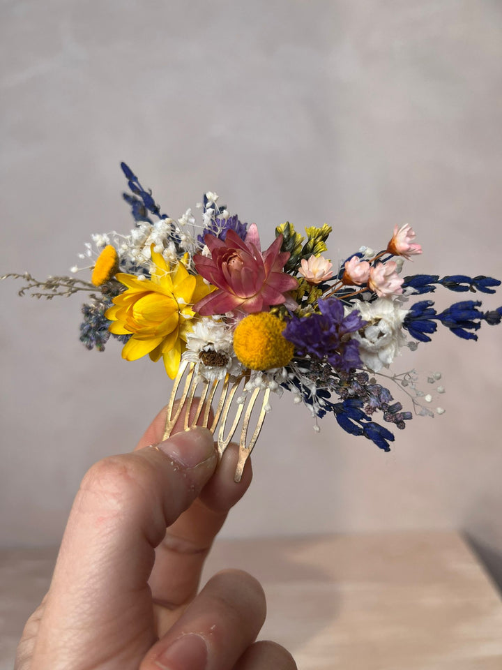 Wildflower Dried Flower Hair Comb | Helichrysum, Botao and Lavender