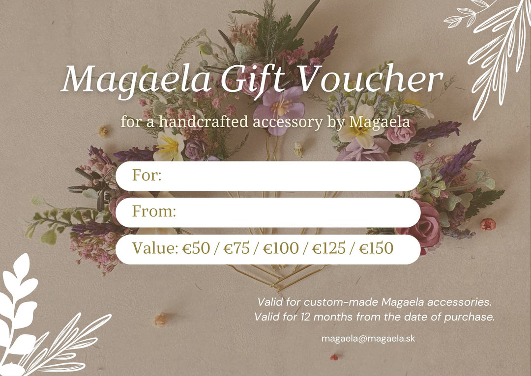 Magaela Gift Voucher – handmade floral hair accessory by magaela