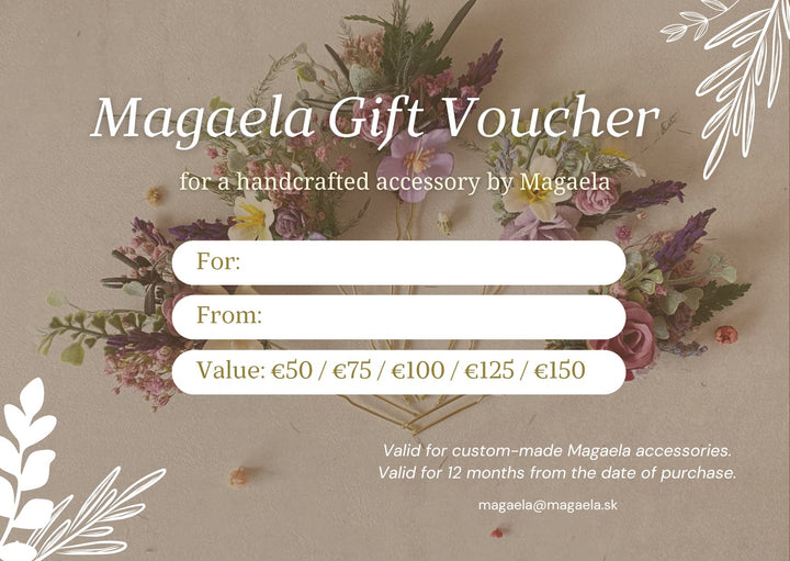 Magaela Gift Voucher – handmade floral hair accessory by magaela