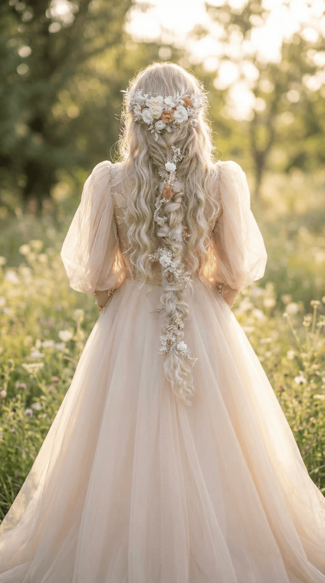 Boho Wedding Flower Hair Vine: Braided Bridal Headpiece – handmade floral hair accessory by magaela