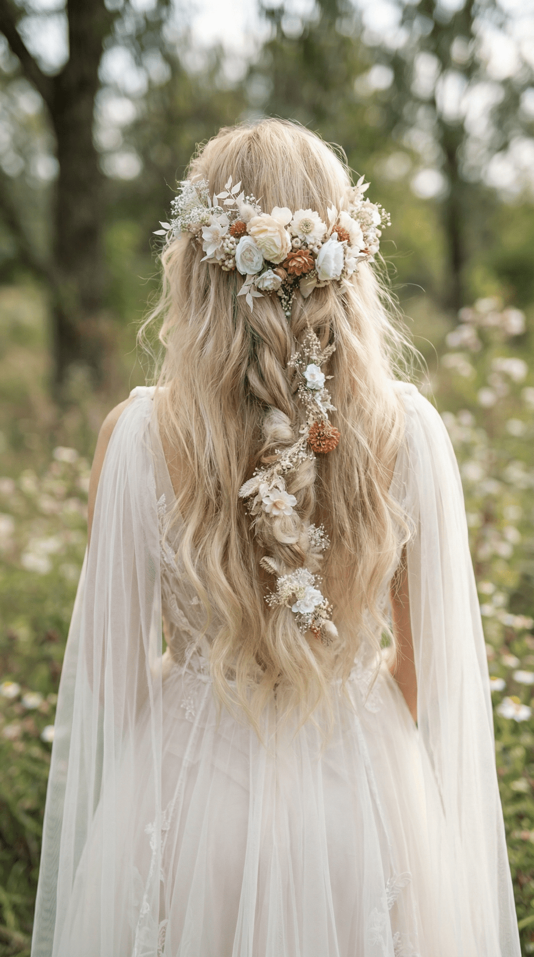 Boho Wedding Flower Hair Vine: Braided Bridal Headpiece – handmade floral hair accessory by magaela