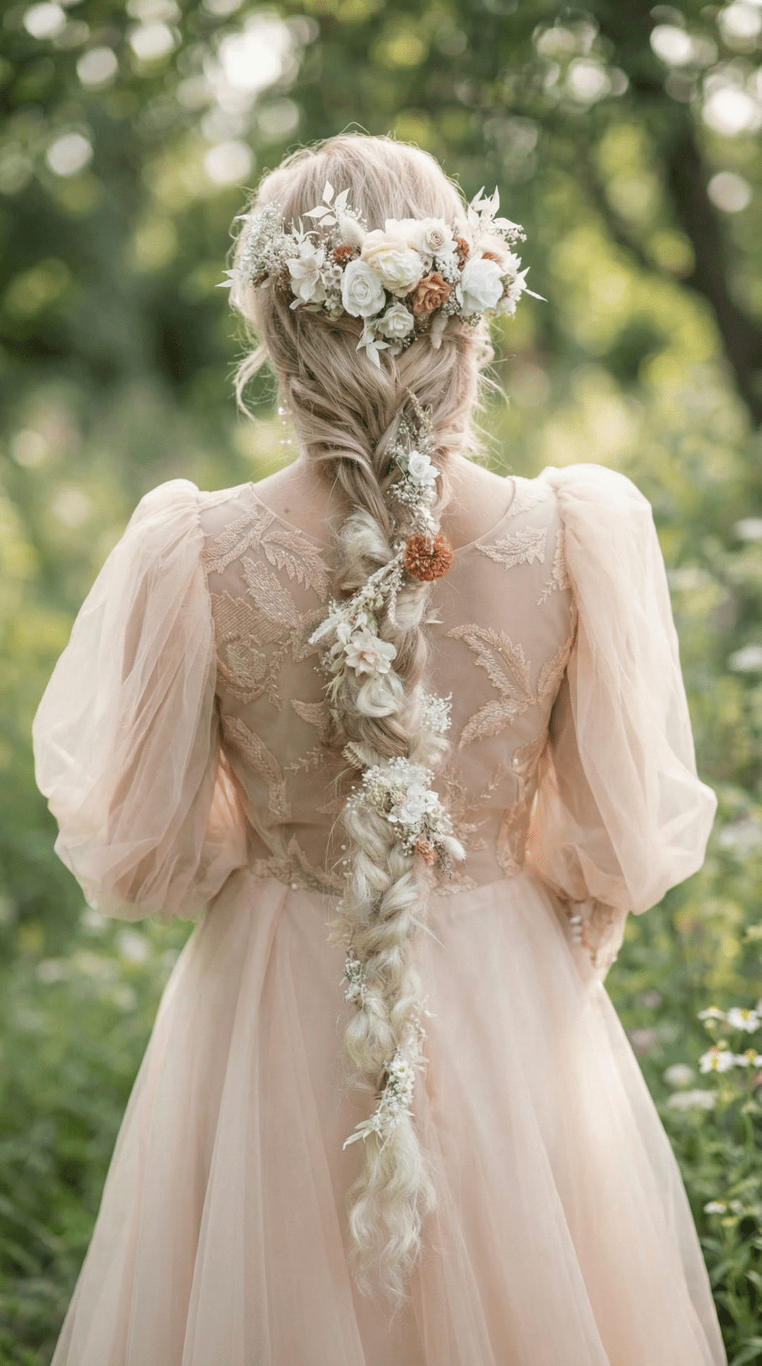 Boho Wedding Flower Hair Vine: Braided Bridal Headpiece – handmade floral hair accessory by magaela