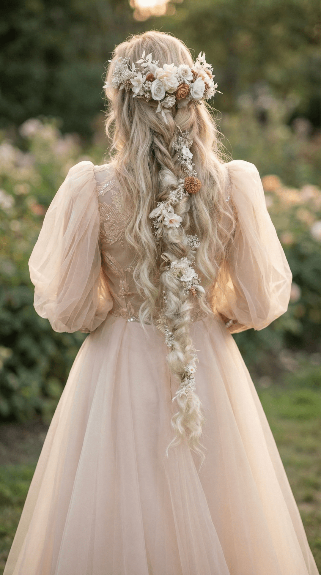 Boho Wedding Flower Hair Vine: Braided Bridal Headpiece – handmade floral hair accessory by magaela