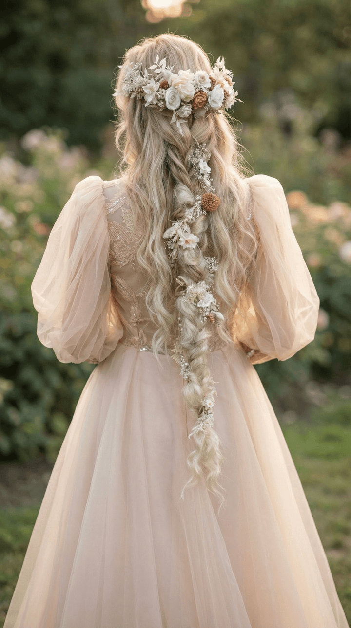 Boho Wedding Flower Hair Vine: Braided Bridal Headpiece – handmade floral hair accessory by magaela