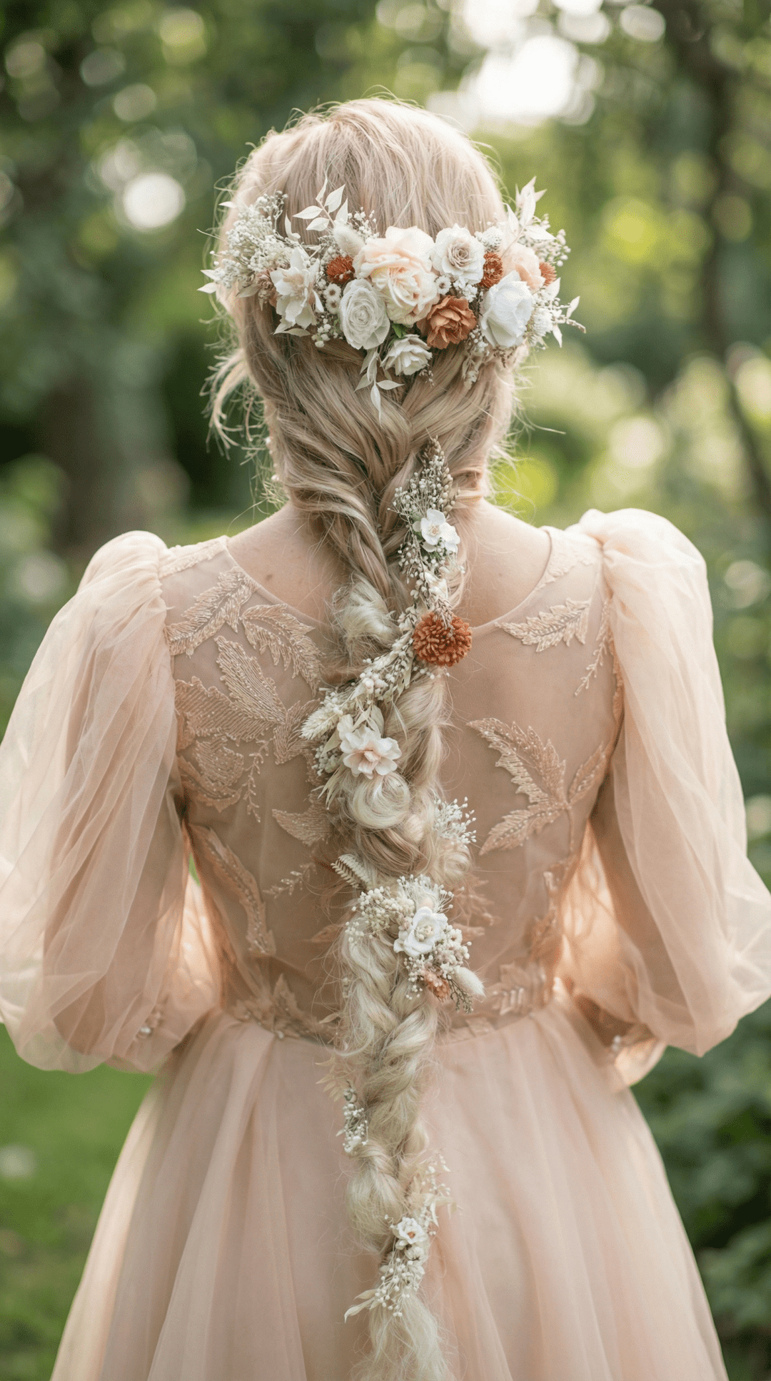 Boho Wedding Flower Hair Vine: Braided Bridal Headpiece – handmade floral hair accessory by magaela