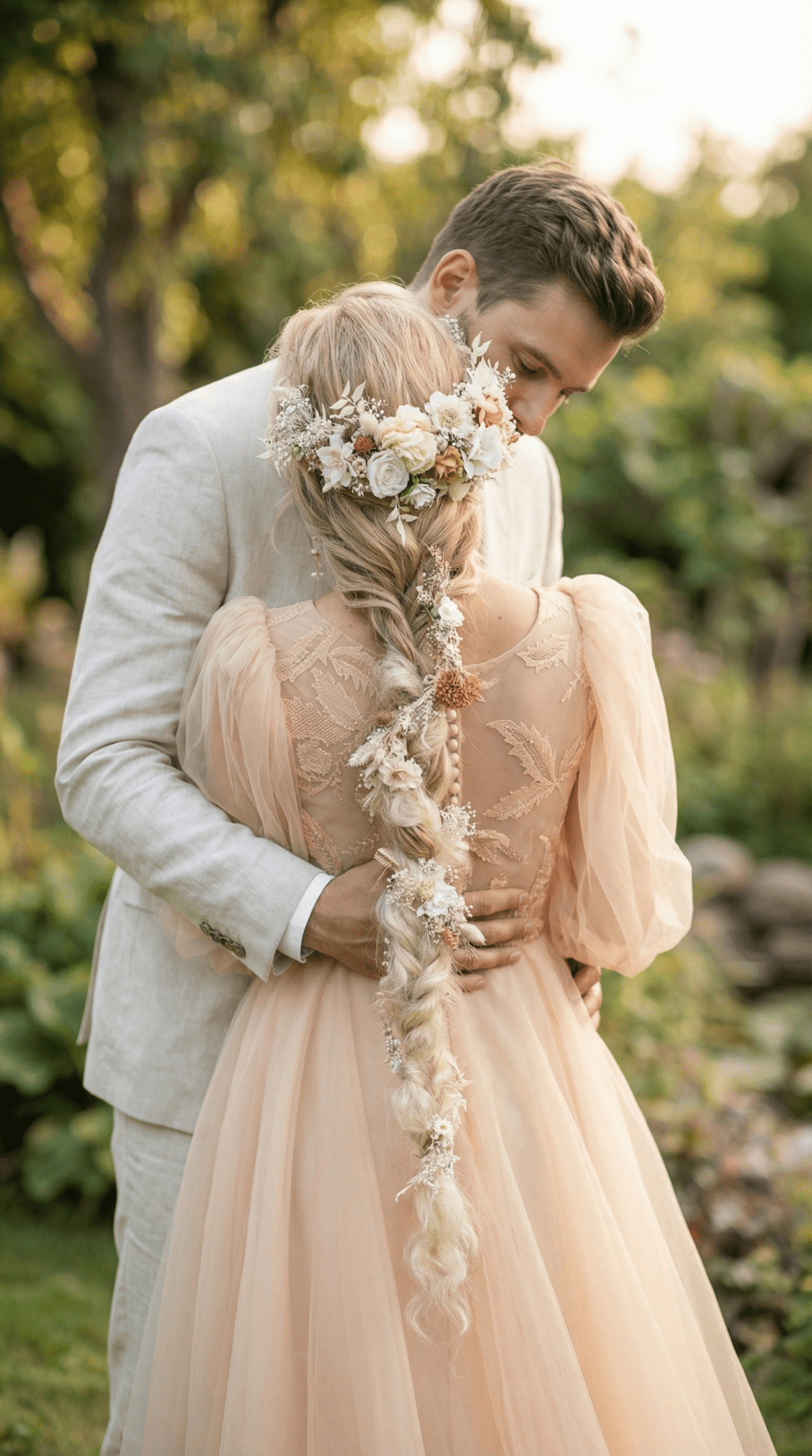 Boho Wedding Flower Hair Vine: Braided Bridal Headpiece – handmade floral hair accessory by magaela