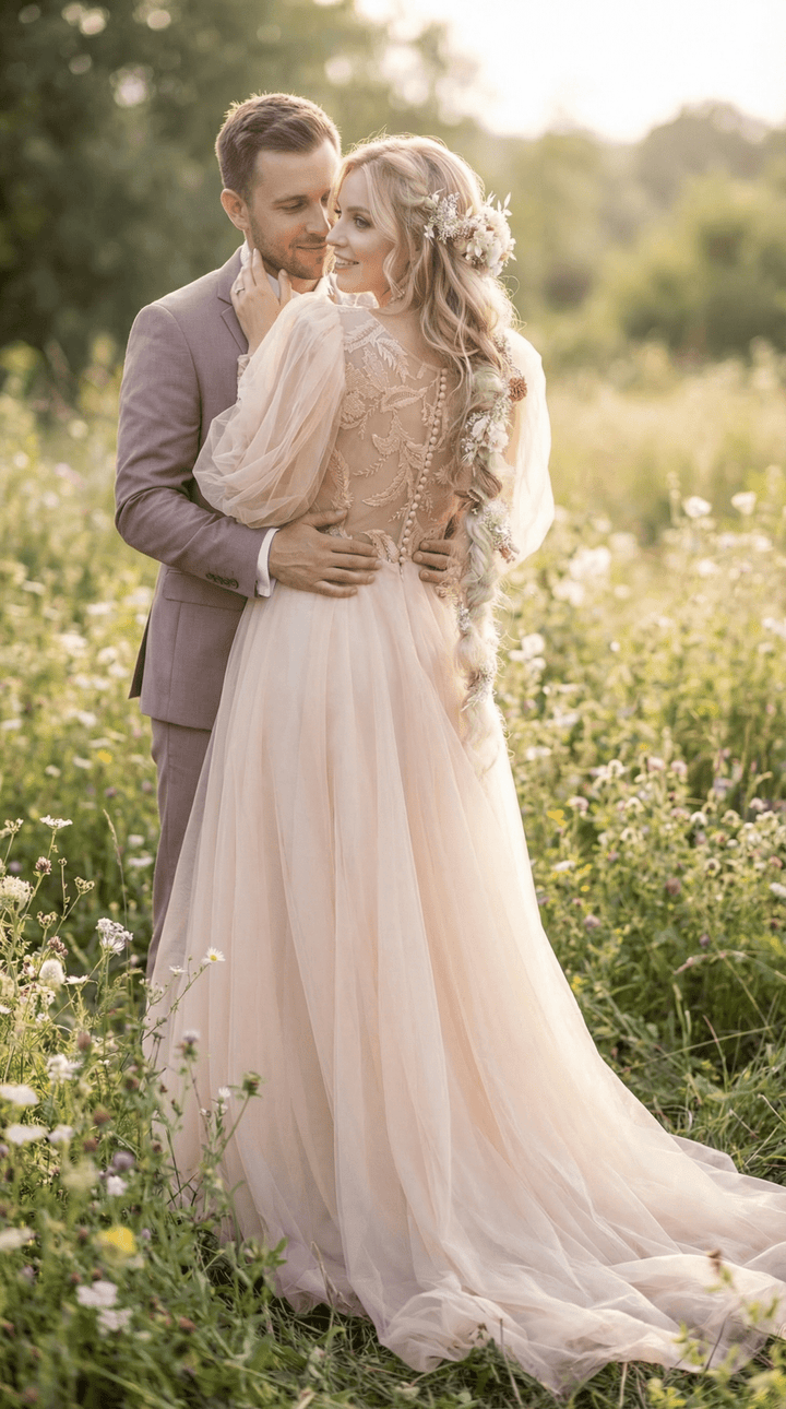 Boho Wedding Flower Hair Vine: Braided Bridal Headpiece – handmade floral hair accessory by magaela