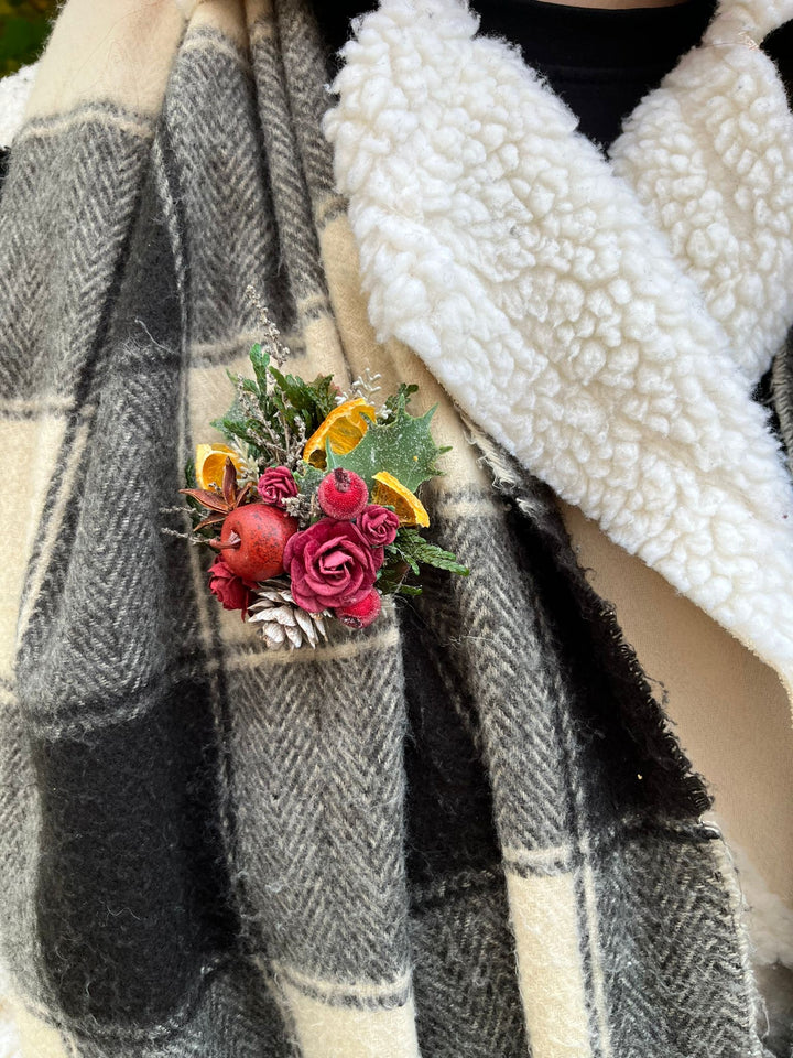 Winter Orange Christmas Accessories – Earrings, Headbands, Brooch & Glass Decorations – handmade floral hair accessory by magaela