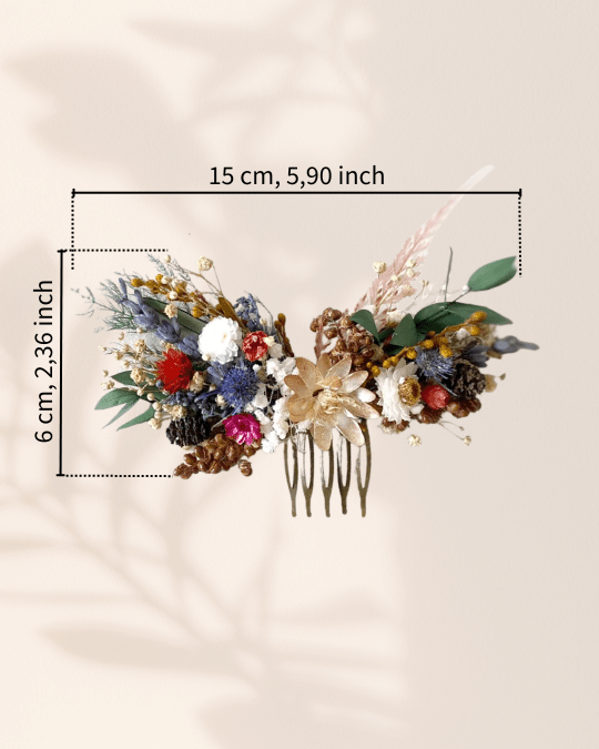 Autumn Bloom Dried Flower Hair Comb | Flower Bridal Hair Comb – handmade floral hair accessory by magaela
