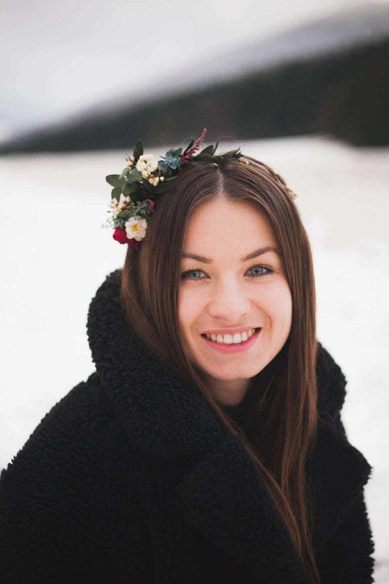 Woman with floral headband
