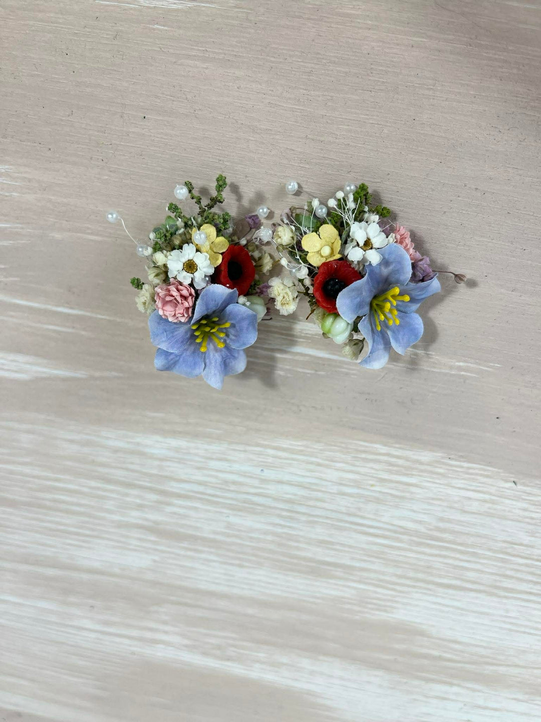 Floral Wedding Hair Wreath & Comb Set – Pastel Flower Crown, Fairy Bridal Hairpiece – handmade floral hair accessory by magaela