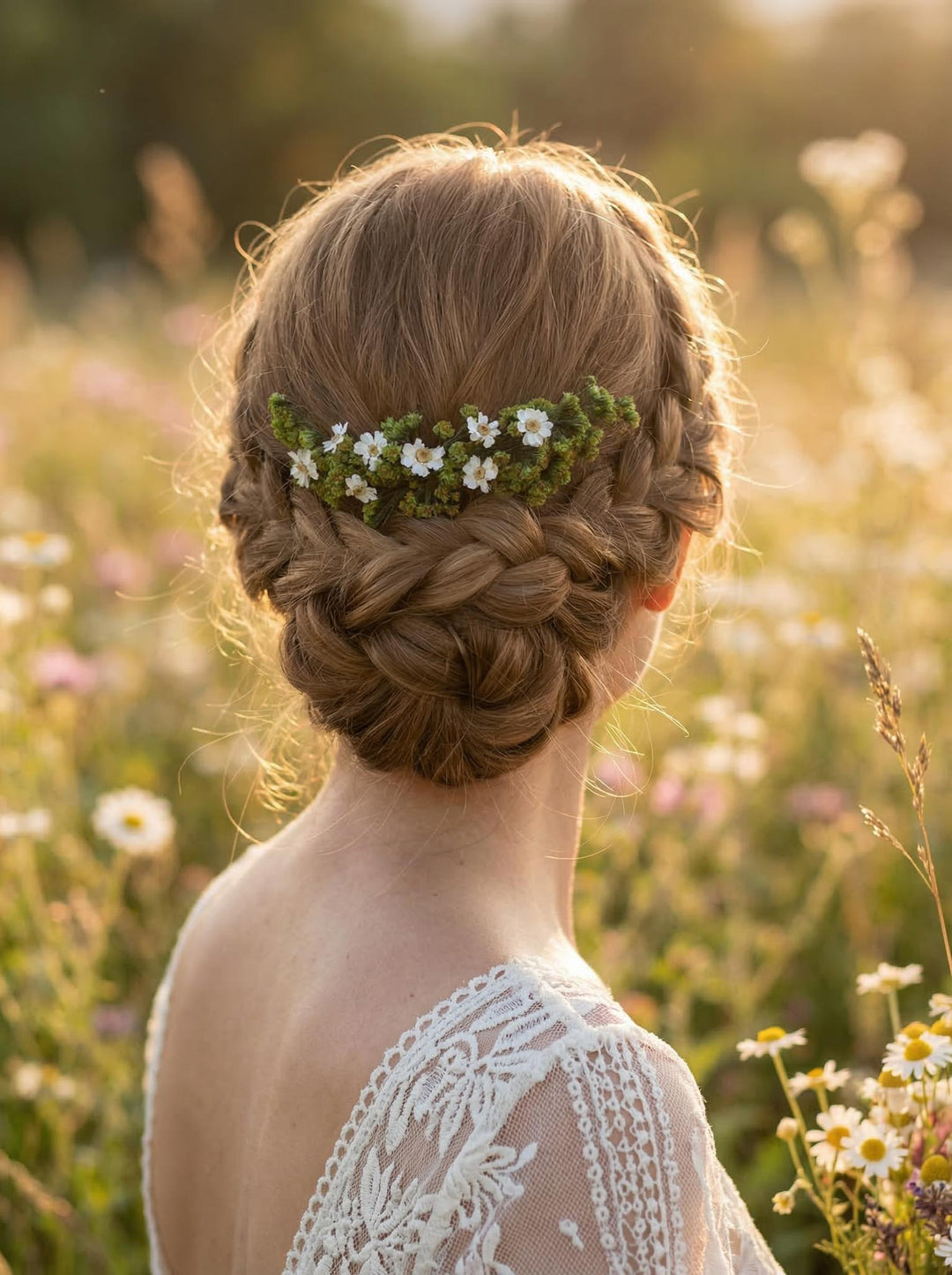 Greenery Bridal Hair Comb: Preserved Ixodia Flowers, Rustic Wedding – handmade floral hair accessory by magaela