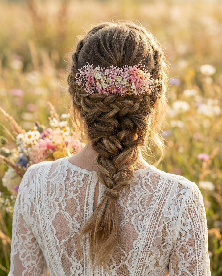 Blush Dried Flower Hair Comb: Romantic Wedding Accessory – handmade floral hair accessory by magaela