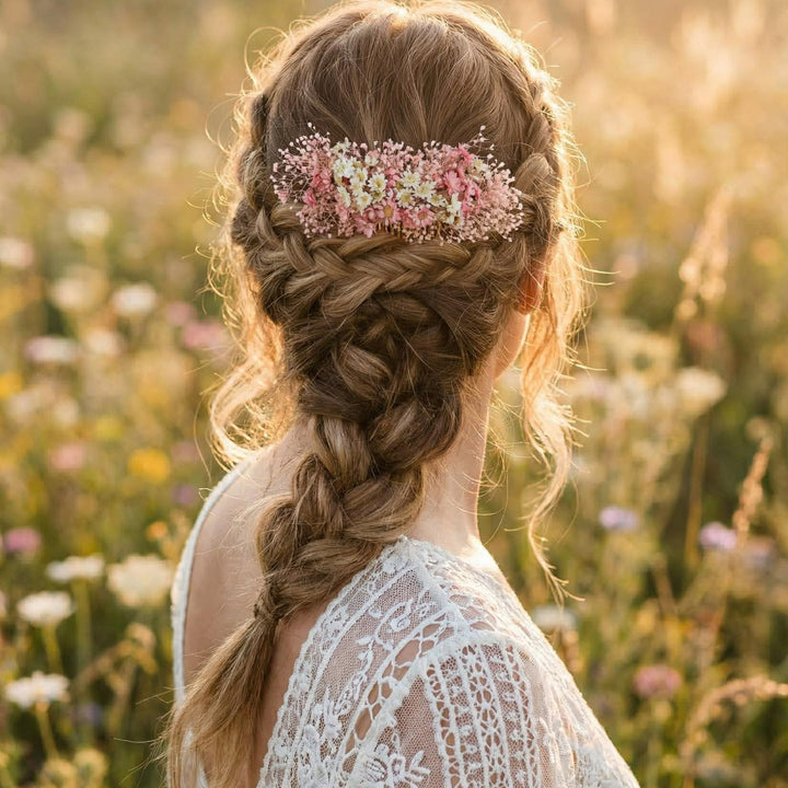 Blush Dried Flower Hair Comb: Romantic Wedding Accessory – handmade floral hair accessory by magaela