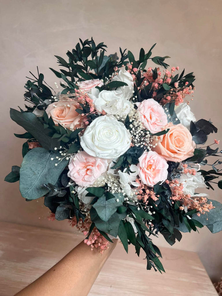 Blush Garden Bridal Bouquet with Preserved Flowers