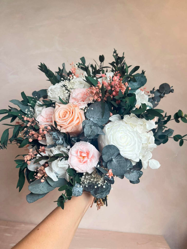 Blush Garden Bridal Bouquet with Preserved Flowers