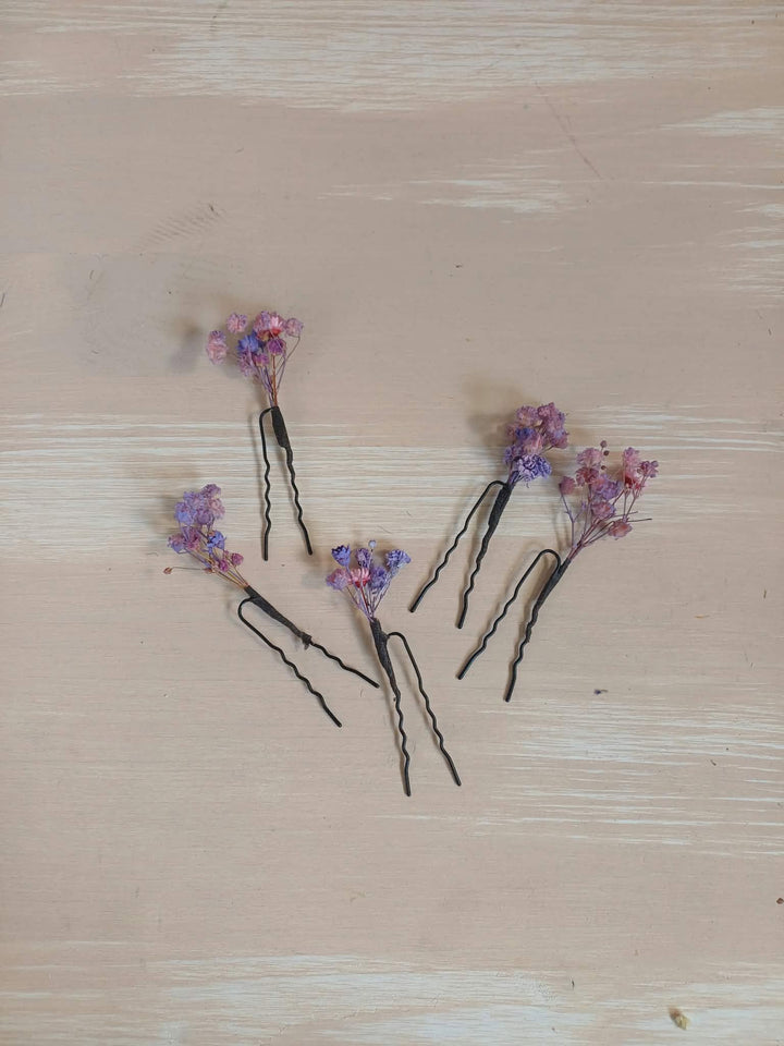 Custom made purple hair pins + custom fee – handmade floral hair accessory by magaela