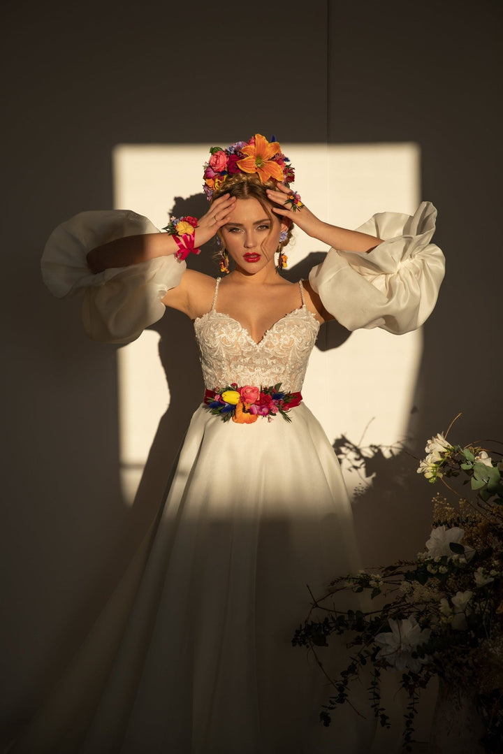 Frida Flower Headband: Lily, Fuchsia, Summer Wedding Headpiece – handmade floral hair accessory by magaela