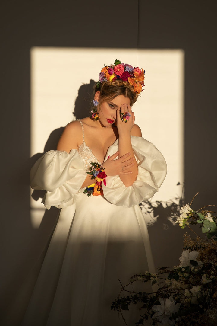 Frida Flower Headband: Lily, Fuchsia, Summer Wedding Headpiece – handmade floral hair accessory by magaela