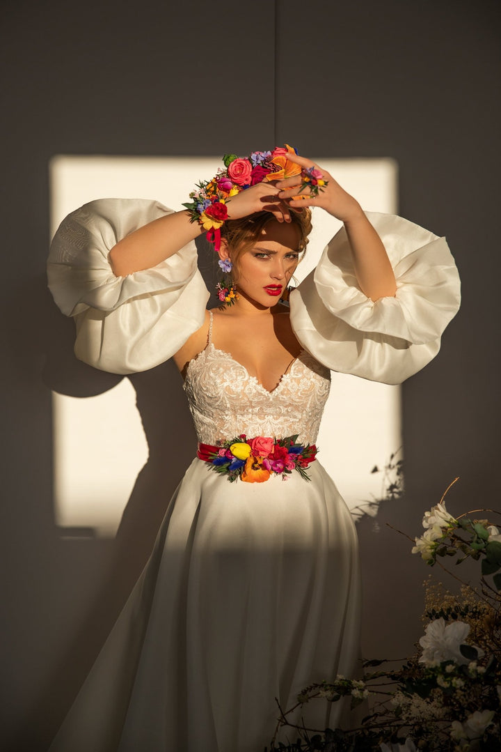 Frida Flower Headband: Lily, Fuchsia, Summer Wedding Headpiece – handmade floral hair accessory by magaela