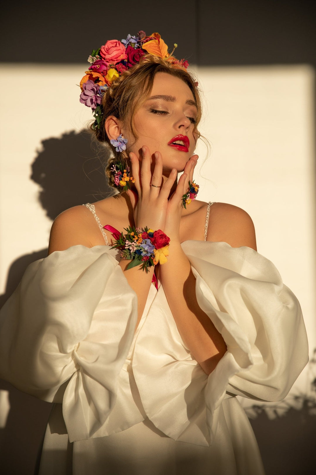 Frida Flower Headband: Lily, Fuchsia, Summer Wedding Headpiece – handmade floral hair accessory by magaela