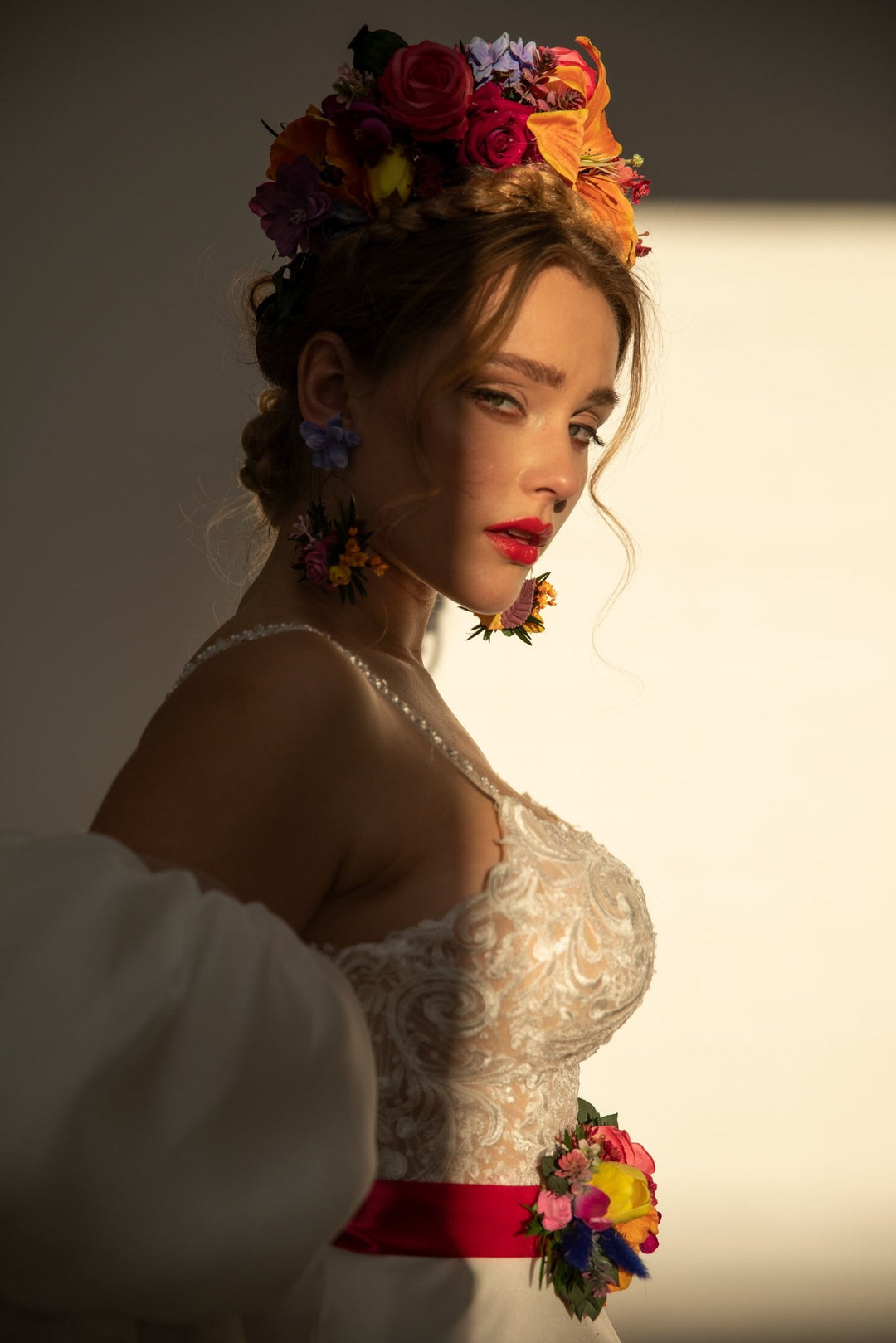 Frida Flower Headband: Lily, Fuchsia, Summer Wedding Headpiece – handmade floral hair accessory by magaela