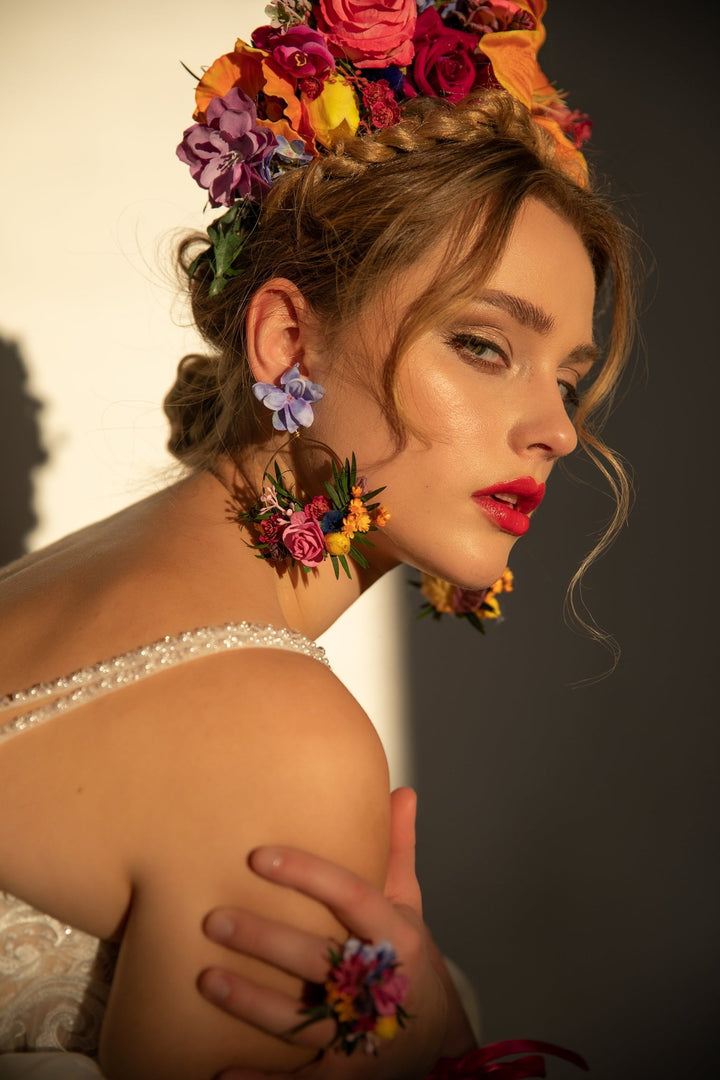 Frida Flower Headband: Lily, Fuchsia, Summer Wedding Headpiece – handmade floral hair accessory by magaela