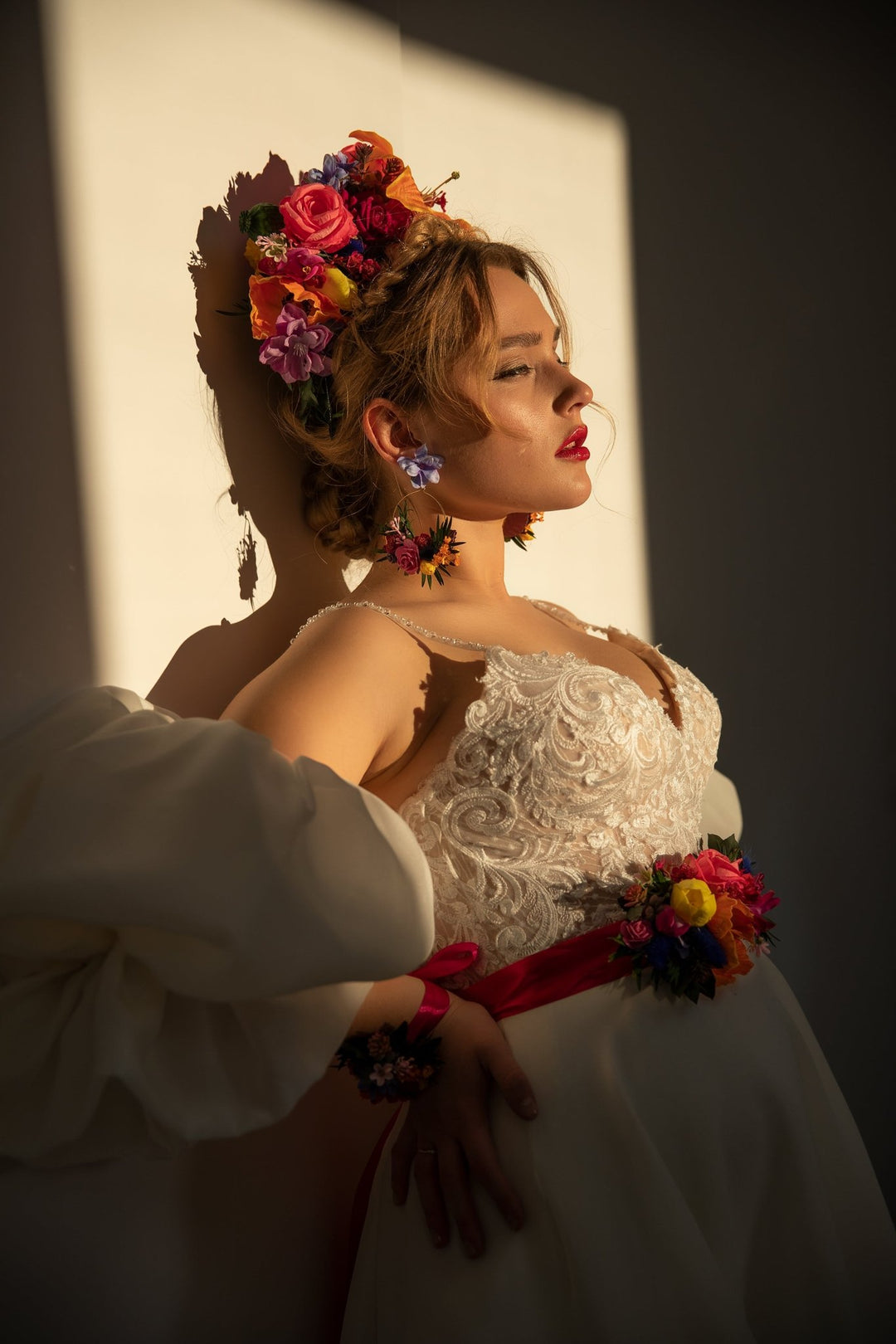 Frida Flower Headband: Lily, Fuchsia, Summer Wedding Headpiece – handmade floral hair accessory by magaela