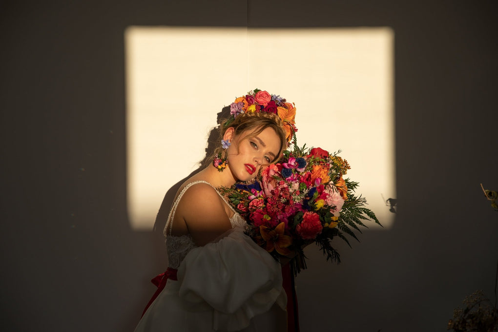 Frida Flower Headband: Lily, Fuchsia, Summer Wedding Headpiece – handmade floral hair accessory by magaela