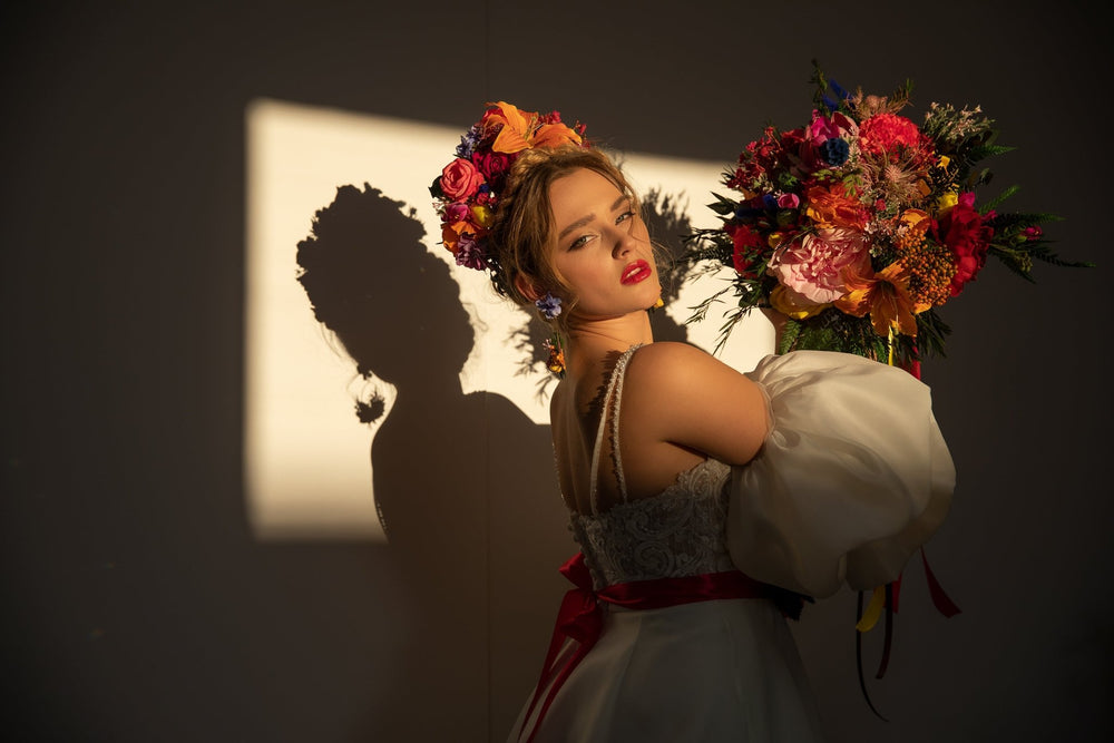 Frida Flower Headband: Lily, Fuchsia, Summer Wedding Headpiece – handmade floral hair accessory by magaela