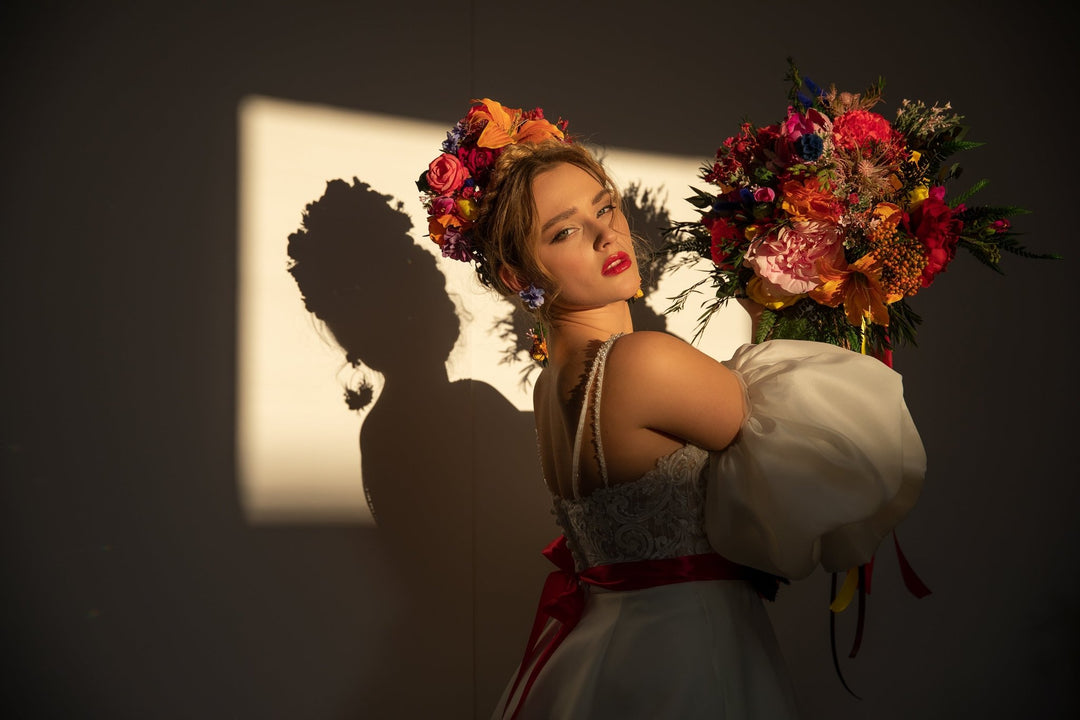 Frida Flower Headband: Lily, Fuchsia, Summer Wedding Headpiece – handmade floral hair accessory by magaela