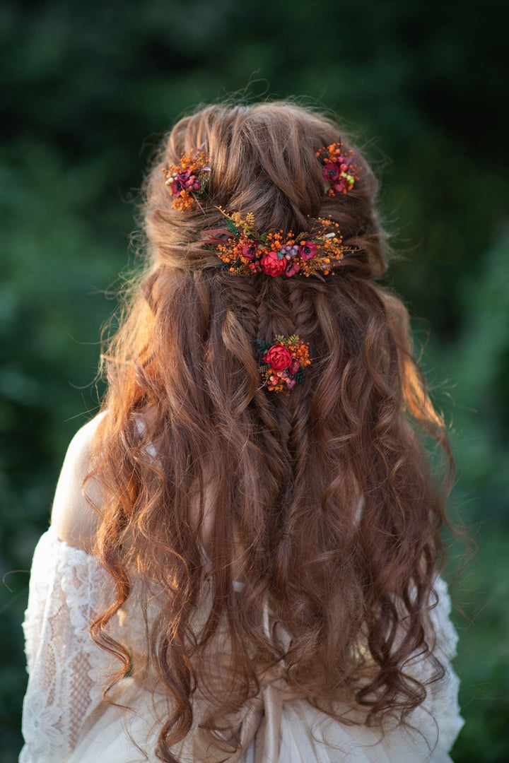 Autumn Flower Hairpins: Bridal Wedding Hair Accessory – handmade floral hair accessory by magaela