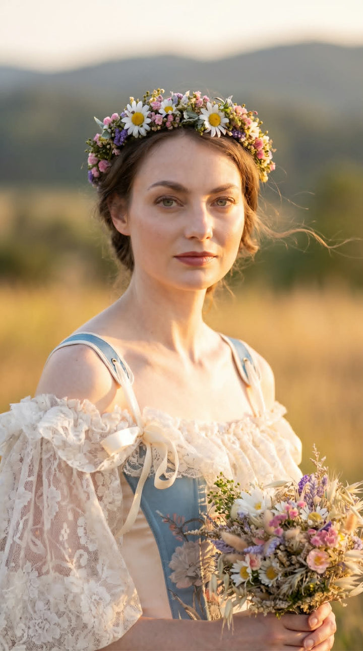 Small Daisy Bridal Bouquet: Meadow Spring Wildflower Bouquet – handmade floral hair accessory by magaela