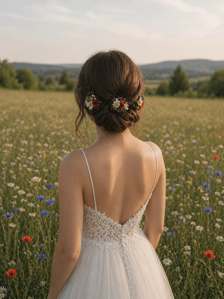Floral Hair Pins: Folk Meadow Wedding Accessories – handmade floral hair accessory by magaela