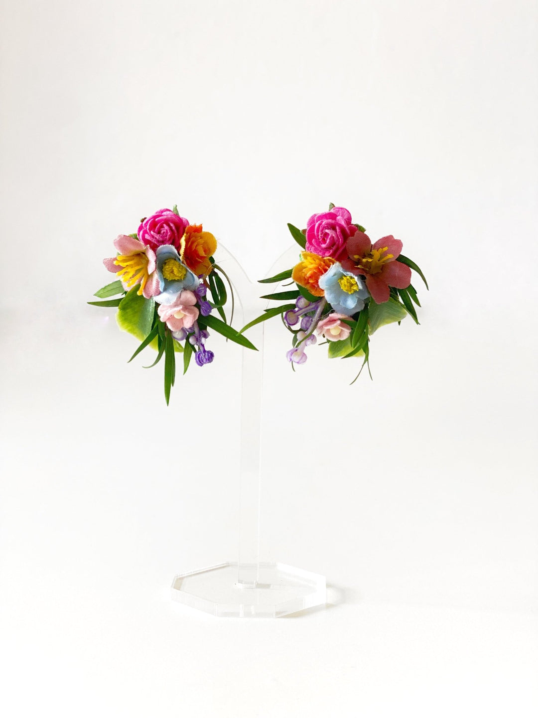 Colorful Flower Earrings: Handmade Floral Stud Earrings for Wedding and Everyday – handmade floral hair accessory by magaela