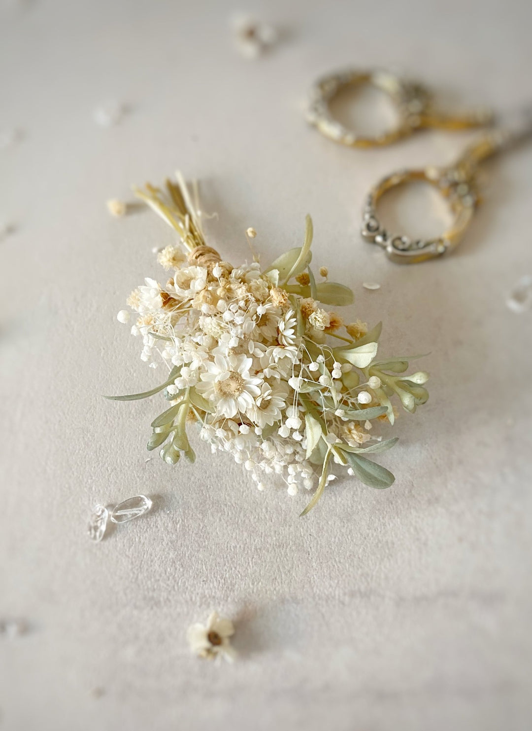 Bridal Boutonniere – Gypsophila and Ixodia Wedding Boutonniere – handmade floral hair accessory by magaela