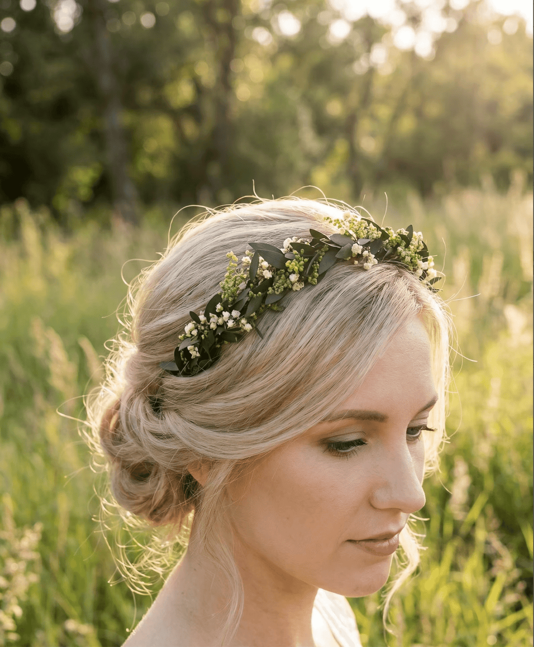 Eucalyptus Wedding Headband: Greenery Flower Crown, Baby's Breath – handmade floral hair accessory by magaela