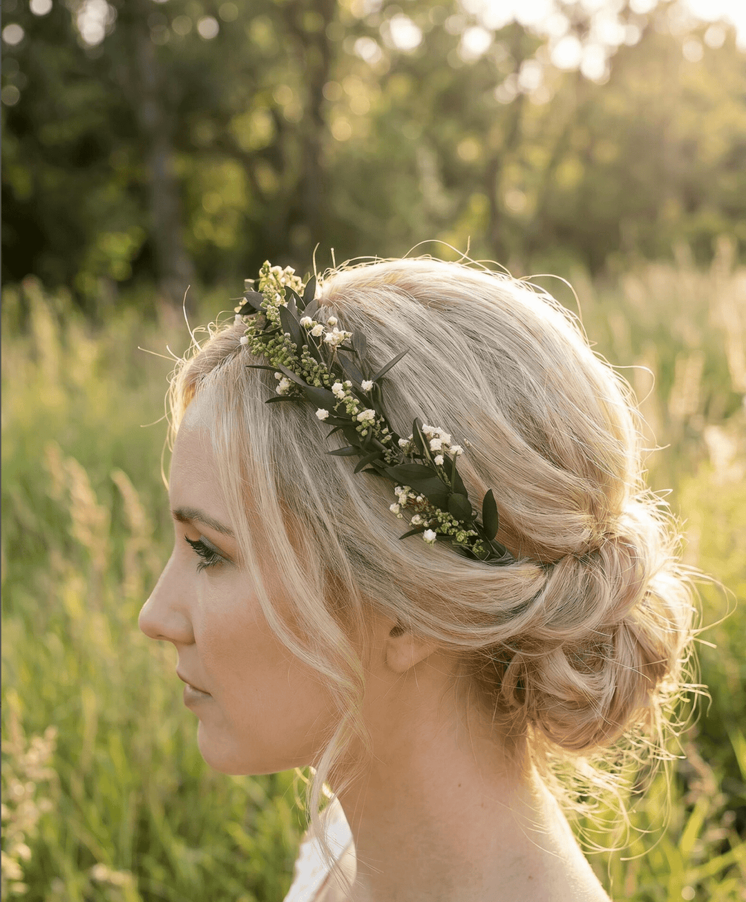 Eucalyptus Wedding Headband: Greenery Flower Crown, Baby's Breath – handmade floral hair accessory by magaela