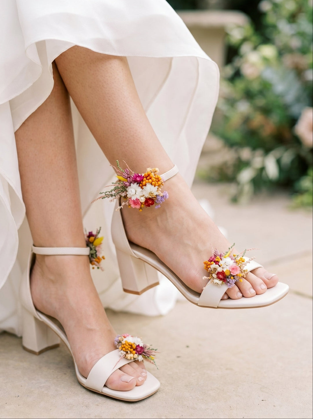 Cottagecore Meadow Flower Shoe Clips: Bridal Wedding Floral Decoration – handmade floral hair accessory by magaela