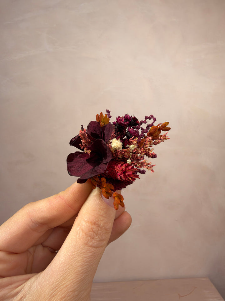 Burgundy Hydrangea Flower Ring | Adjustable Natural Bridal Ring