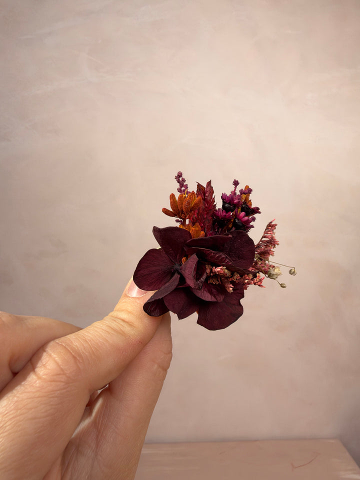 Burgundy Hydrangea Flower Ring | Adjustable Natural Bridal Ring