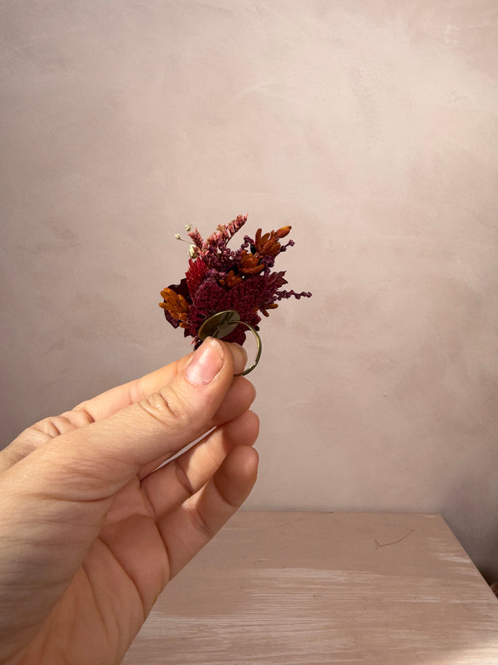 Burgundy Hydrangea Flower Ring | Adjustable Natural Bridal Ring