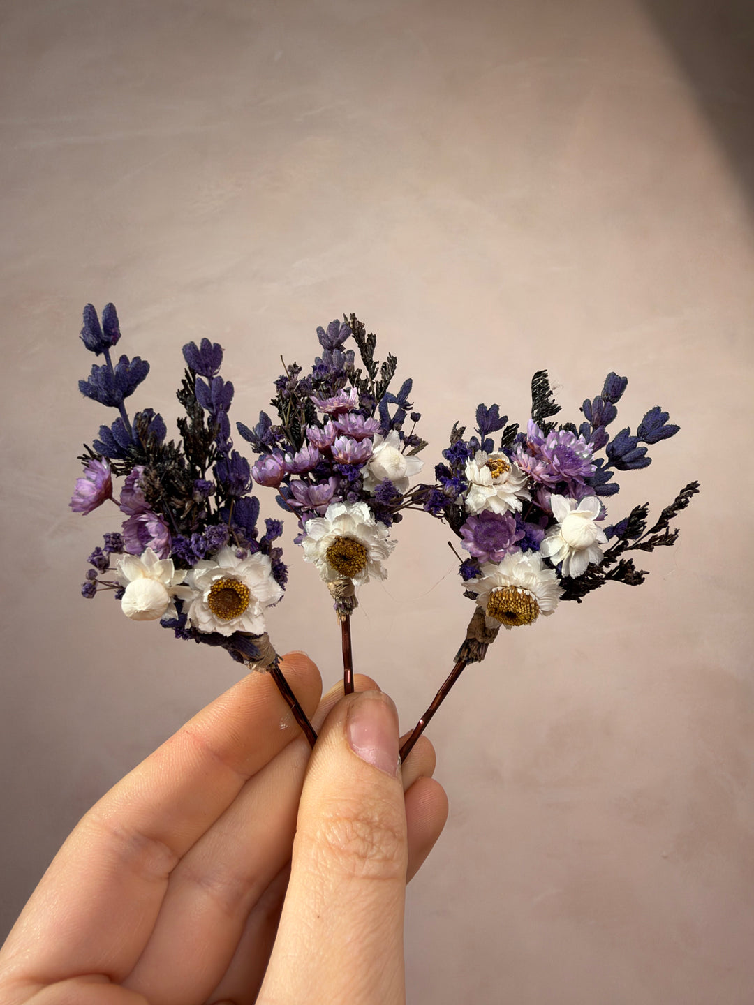 Lavender and White Gixie Flower Bobby Pins | Bridal Hair Accessory