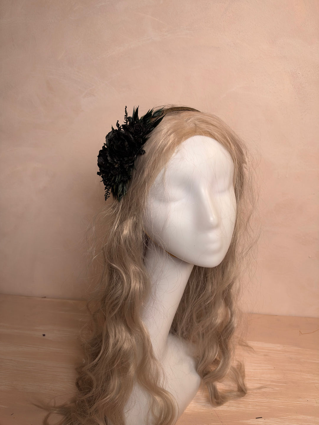 Black Rose Side Headband | Black Collection