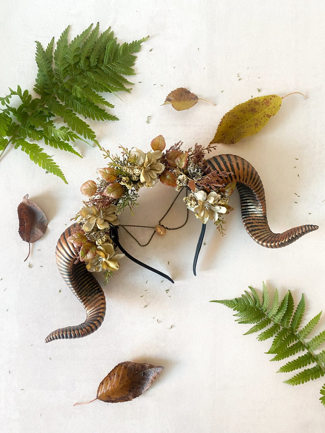 Natural Horns Crown: Pagan Headband – handmade floral hair accessory by magaela