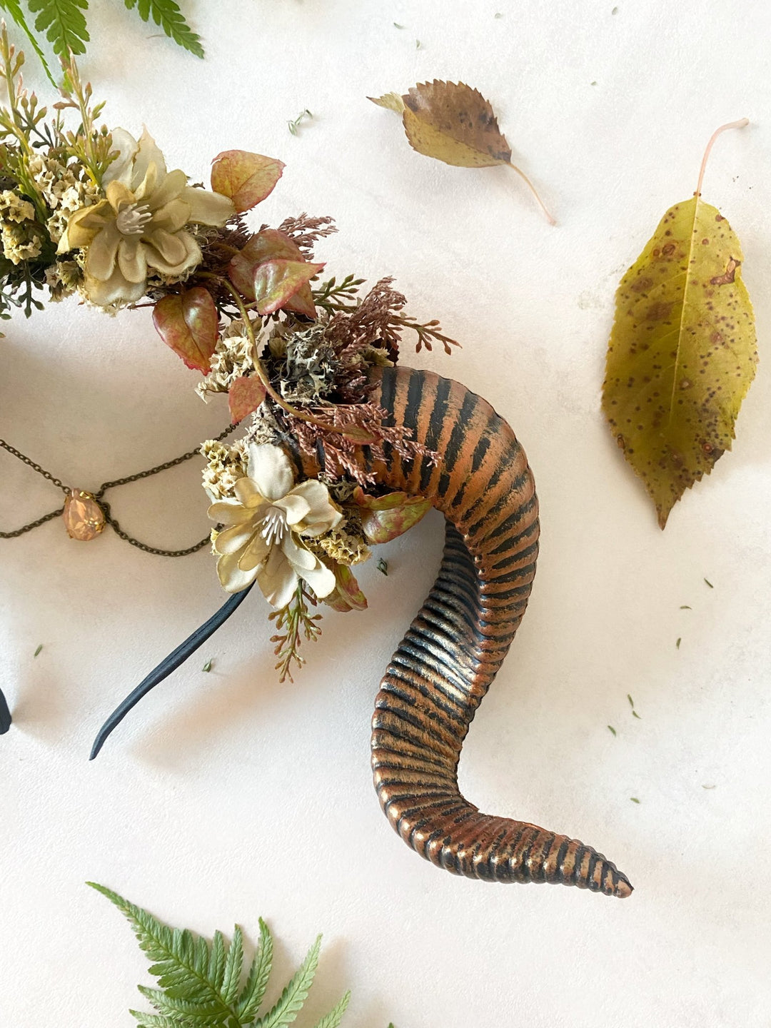 Natural Horns Crown: Pagan Headband – handmade floral hair accessory by magaela