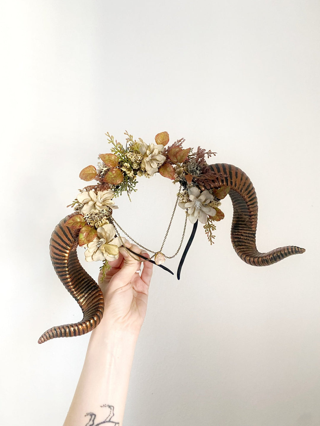 Natural Horns Crown: Pagan Headband – handmade floral hair accessory by magaela