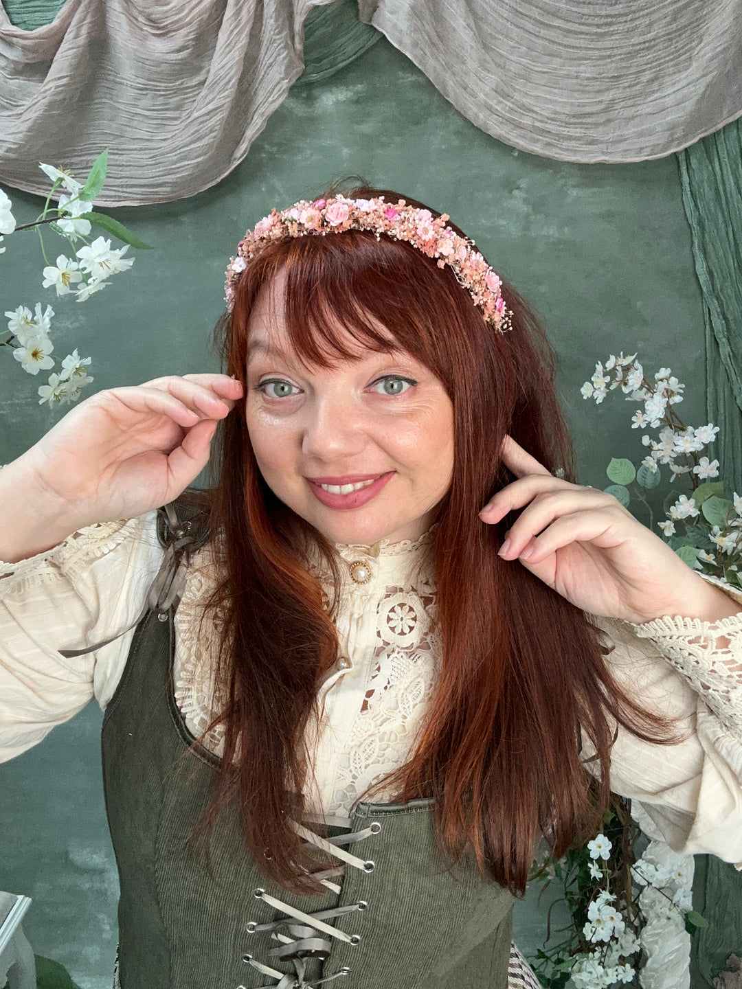 Pink Blossom Floral Headband - Romantic Headpiece